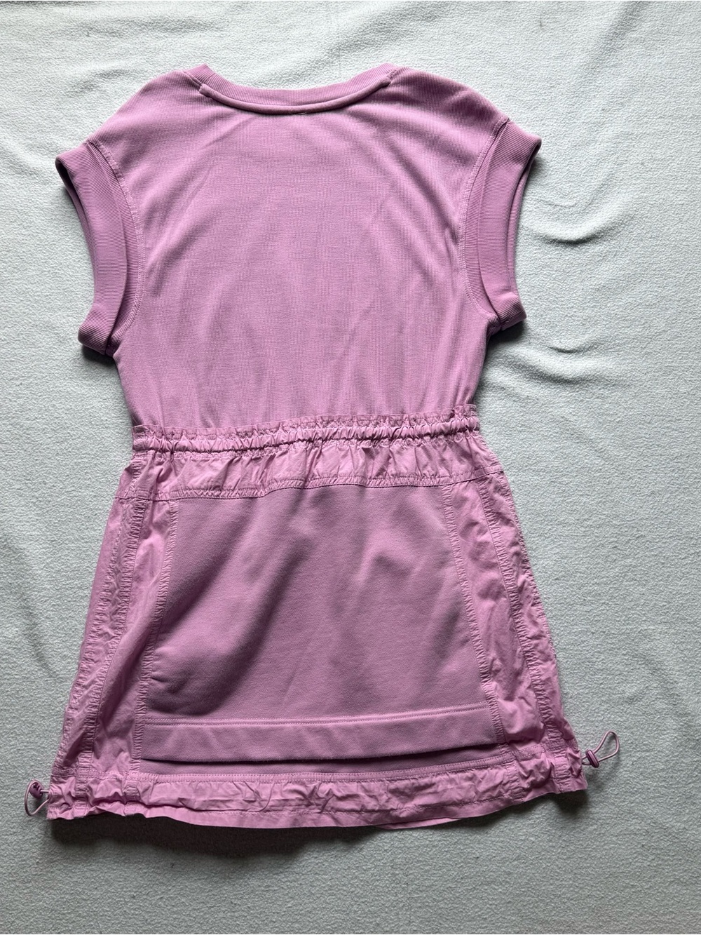 Anthropologie Daily Practice Short Sleeve Pink Purple Drawstring Mini Dress - Picture 6 of 6